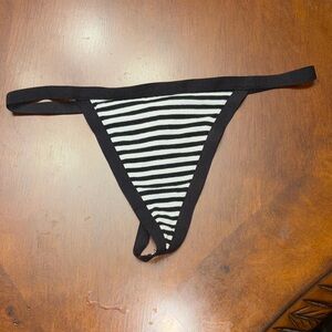 Black and White Striped Thong